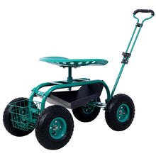 Load image into Gallery viewer, Rolling Garden Scooter Cart Seat With Wheels, 360 Swivel, Tool Tray
