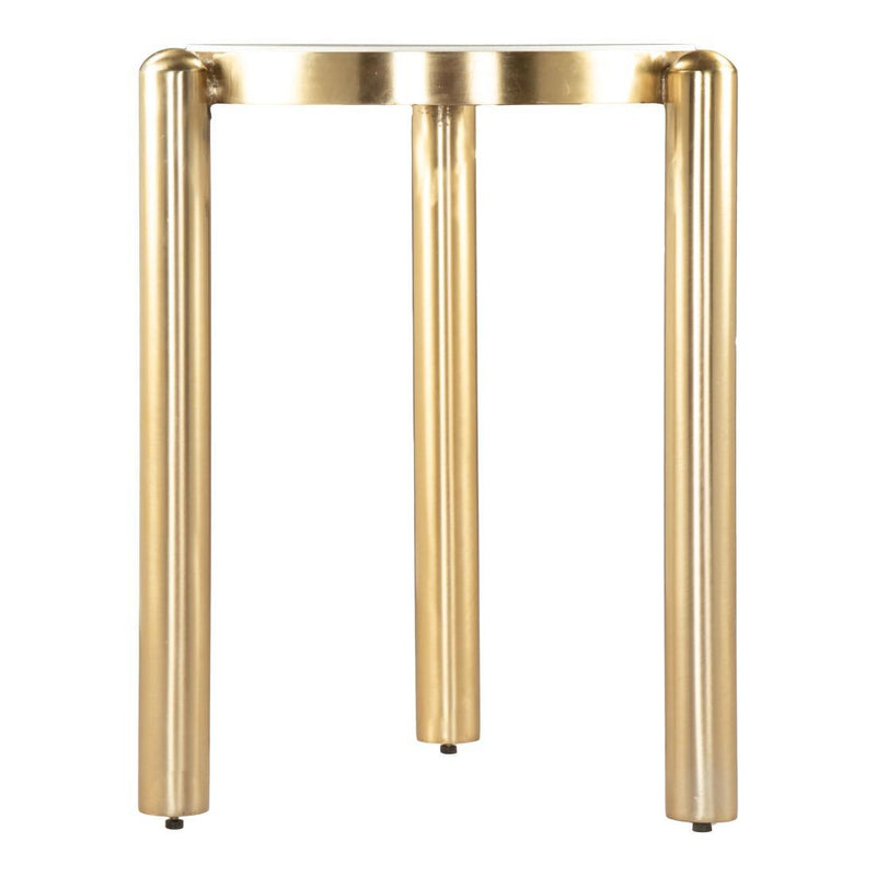 Marble And Iron Round End Table - White And Gold