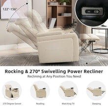 Load image into Gallery viewer, 270 Degree Swivel Power Recliner With Tray Table, Phone Holder, Cup Holder, USB Port
