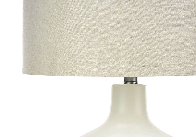 Ceramic Gourd Table Lamp With Drum Shade - Cream