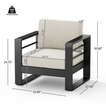 Load image into Gallery viewer, Maya Bay - Outdoor Patio Aluminum 4 Piece Chat Set With Cushion - Beige / Black
