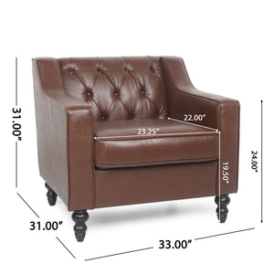Contemporary Club Chair With Button Tufting And Birch Wood Legs