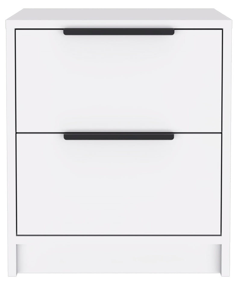 Stylish Two Drawer Nightstand - White