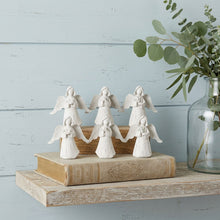 Load image into Gallery viewer, Washed Poly Angel Figurine Tabletop Sculpture (Set of 6) - White
