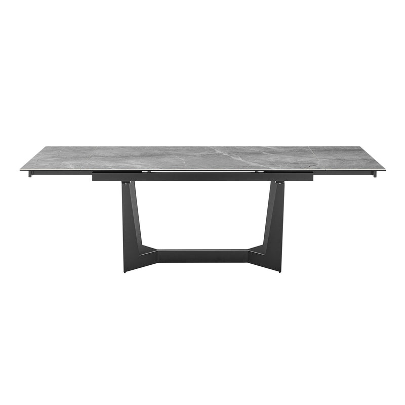 94" Ceramic And Steel Trestle Base Dining Table - Gray