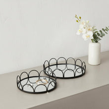 Load image into Gallery viewer, Metal Mirrored Glass Vanity Trays (Set of 2) - Black / Silver
