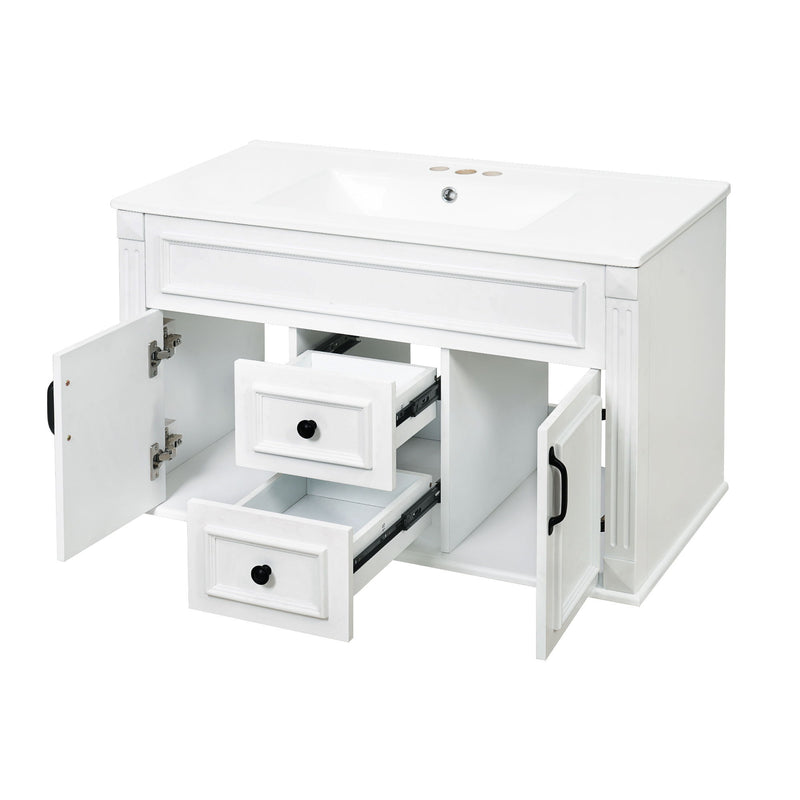 French Simple Style Wall Mounted Bathroom Cabinet With Sink