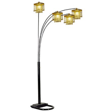 Load image into Gallery viewer, Four Light Arc Floor Lamp With Clear Crystal Glass Chandelier Shade - Black
