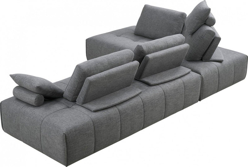 Polyester Modular L Shaped Two Piece Sofa Chaise Sectional Toss Pillows - Gray