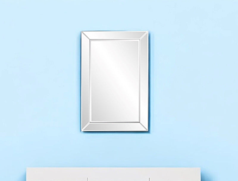 36" Glass Framed Accent Mirror - Silver