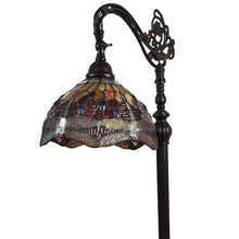 Load image into Gallery viewer, Traditional Shaped Floor Lamp With Red Yellow And Brown Stained Glass Dome Shade - Brown

