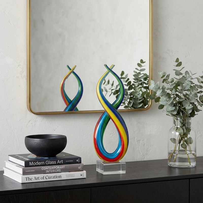 Murano Modern Abstract Tabletop Sculpture (376112) - Clear / Red / Blue