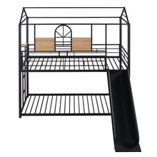 Load image into Gallery viewer, Twin Over Twin Metal Bunk Bed ,Metal Housebed With Slide,Three Colors Available.(Black with Black  Slide)(OLD SKU :LP000095AAB)
