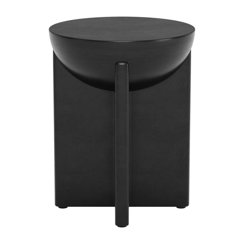 20" Wood Round Pedestal End Table - Black