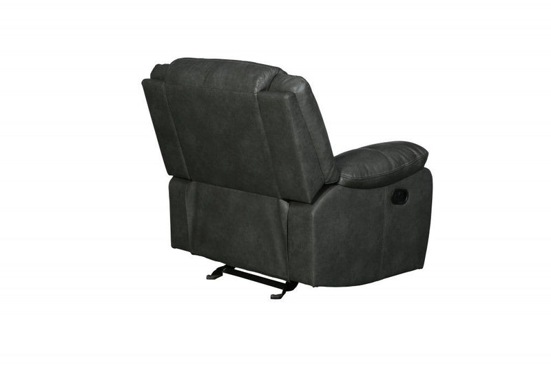 Leather Match Manual Gliding Recliner (366301) - Brown
