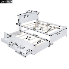 Load image into Gallery viewer, Full Size Platform Bed With Storage LED Headboard, Twin Trundle And 3 Drawers - White
