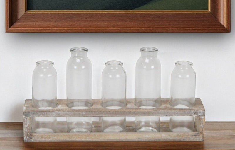 Cylinder Decorative Bottles (Set of 5) - Clear
