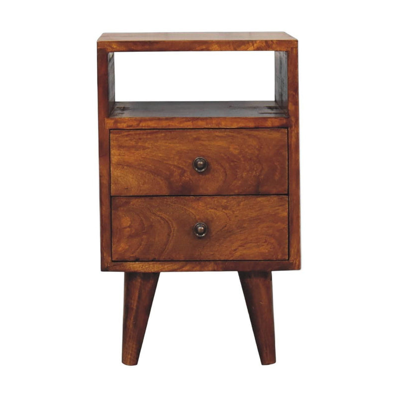 Wood Two Drawer Nightstand - Chestnut