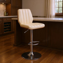 Load image into Gallery viewer, Faux Leather And Steel Swivel Adjustable Height Bar Chair - Cream / Silver
