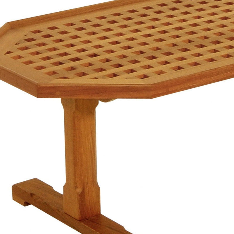 Solid Teak Wood Hexagonal Coffee Table - Brown