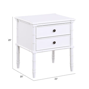 Emmett - 2 Drawer Nightstand With Carved Legs - White