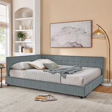 Load image into Gallery viewer, Mid-Century Storage Upholstered Tufted Bed Frame With Backrest And Armrests
