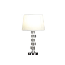 Load image into Gallery viewer, Crystal Stacked Geo Cubes Table Lamp With White Classic Empire Shade - Silver
