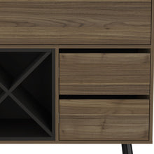 Load image into Gallery viewer, 46" Wood Console Bar Cabinet With Single Door And Two Drawers - Dark Brown And Black
