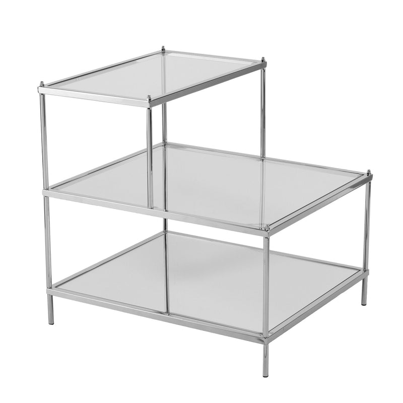 Glass Mirrored End Table - Clear / Silver