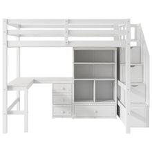 Load image into Gallery viewer, Loft Bed &amp; L Shaped Desk, Drawers, Cabinet, And Storage Staircase
