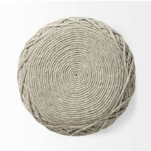 Load image into Gallery viewer, Wool Cylindrical Pouf With Diamond Pattern - Oatmeal

