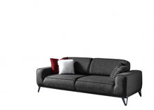Load image into Gallery viewer, Linen Sleeper Sofa And Toss Pillows With Silver Legs - Dark Gray
