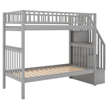 Load image into Gallery viewer, Twin over Twin Bunk Bed with Trundle and Storage, Gray
