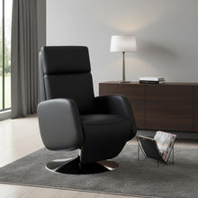 Load image into Gallery viewer, Tufted Genuine Leather Power Swivel Recliner (730555) - Black
