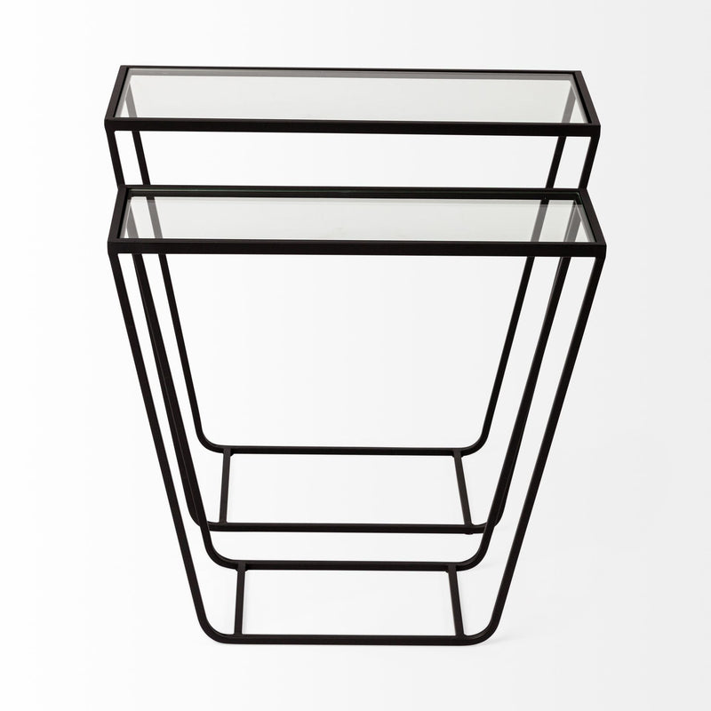 Clear Glass Frame Console Table - Black