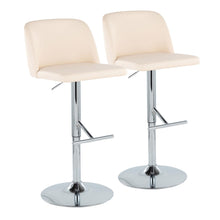 Load image into Gallery viewer, Toriano - Contemporary Adjustable Barstool With Swivel With Straight T Footrest (Set of 2) - Cream / Chrome
