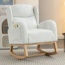 Load image into Gallery viewer, Teddy Fabric Rocking Chair With Packet Wood Legs - Ivory
