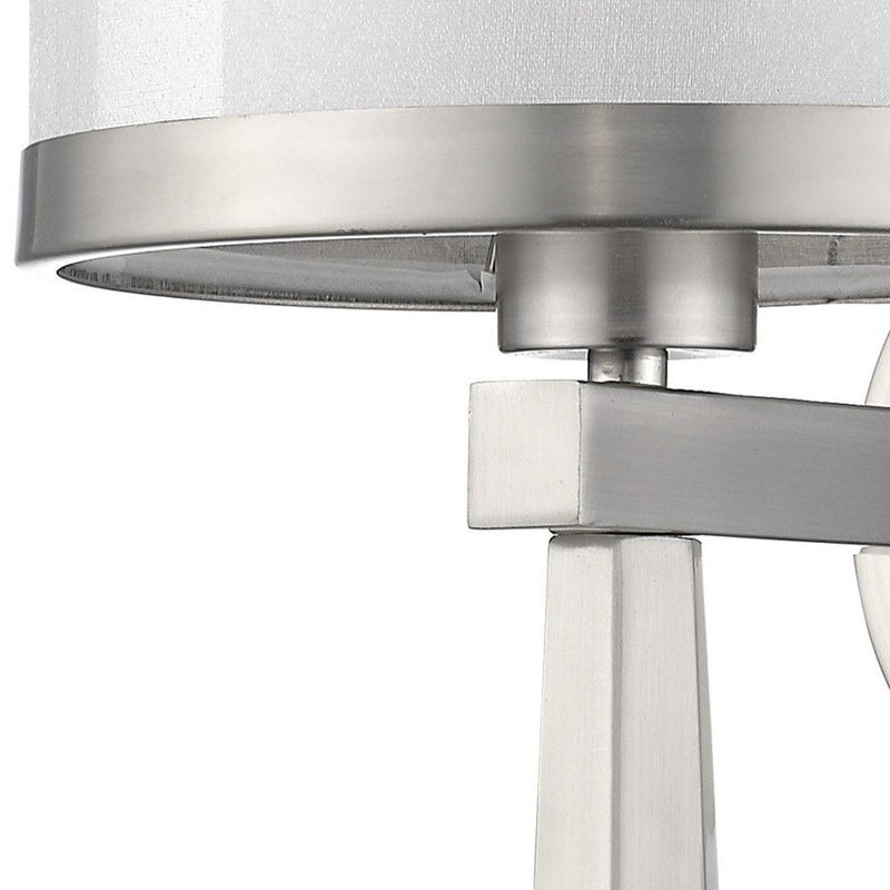 Wall Light With Fabric Shade - White / Silver