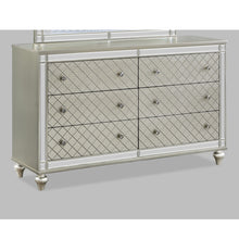 Load image into Gallery viewer, 6 Drawer Bedroom Dresser With Diamond Patterned Drawer Fronts - Silver
