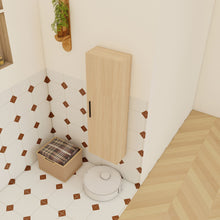Load image into Gallery viewer, Tall Floating Bathroom Side Cabinet, Wall Mounted Single Door Storage - Light Oak
