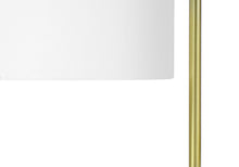 Load image into Gallery viewer, Marble Round Arched Table Lamp With Ivory Drum Shade - Gold And White
