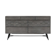 Load image into Gallery viewer, Honeycomb Carved Solid Wood Six Drawer Double Dresser - Gray
