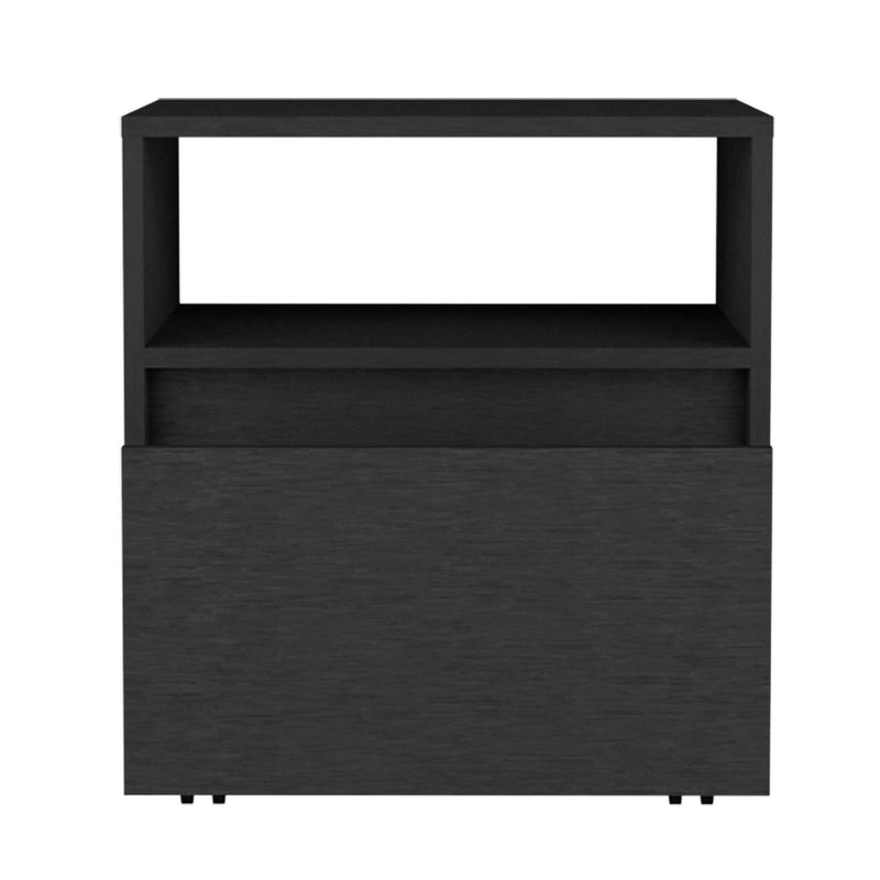 21" One Drawer Faux Wood Nightstand - Black