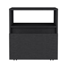 Load image into Gallery viewer, 21" One Drawer Faux Wood Nightstand - Black
