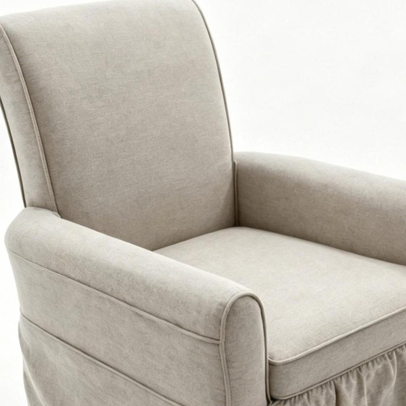 Cotton Blend Swivel Nursery Glider Rocking Chair - Beige