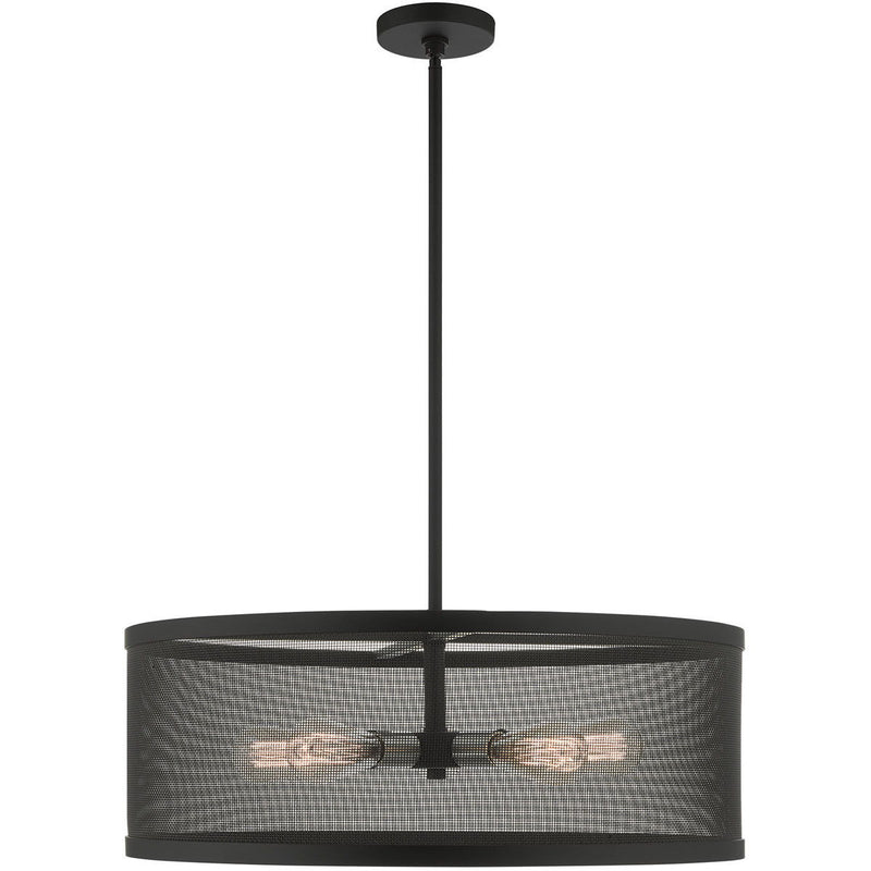 18'' Five Light Dimmable Chandelier With Shades - Black