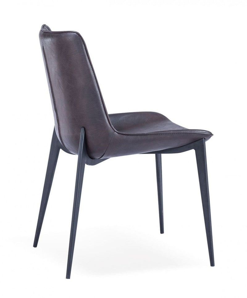 Contemporary Upholstered Faux Leather Dining Side Chairs (Set of 2) - Brown