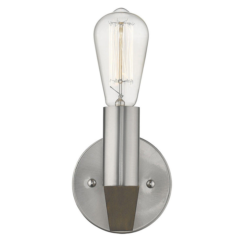 Metal And Wood Wall Sconce - Silver