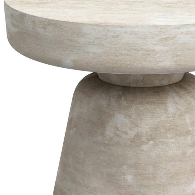 Wood Round End Table - White