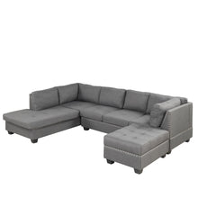 Load image into Gallery viewer, 104.5&quot; Reversible Sectional Sofa Space Saving with Storage Ottoman Rivet Ornament L-shape Couch for Small or Large Space Dorm Apartment,Gray(old SG000405AAA)
